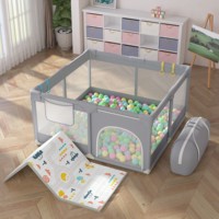Parc d'activités multifonctionnel pour bébé avec piscine à balles, tapis de jeu, anneaux de traction et sac de rangement – Centre d'activités pour nourrissons et tout-petits
