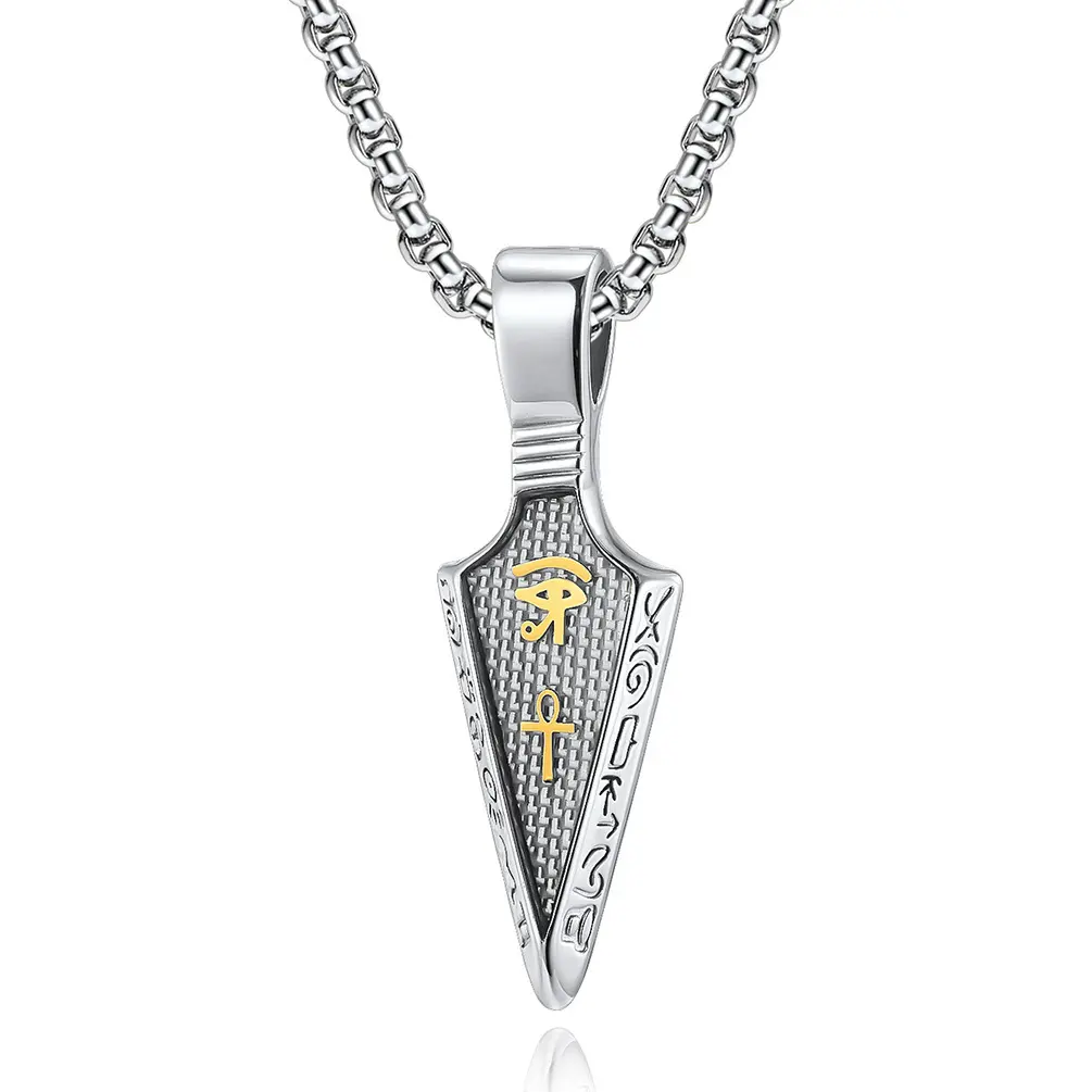 New stainless steel the eye of horus mens arrow head pendant necklace