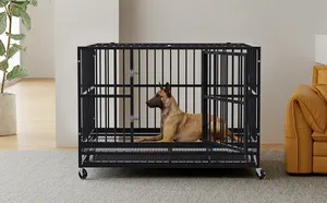 실내 야외 접이식 디자인 애완 동물 개 상자 집 이동하기 쉬운 바퀴 달린 애완 동물 개 상자 집 이동식 트레이