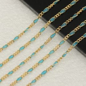 Gp us 14 קראט מלא זהב פיגרו 3 + 1 שרשראות אמייל שרשרת תכשיטים קבועים - Product Image 5