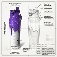 Bouteille d'eau sport portable en acier inoxydable personnalisée OEM avec impression, faible MOQ, livraison rapide