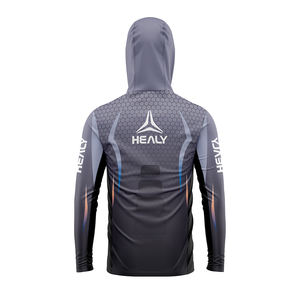 Custom High Quality <b>Men's</b> Performance Fishing Hoodie Shirt UPF 50+ Sun Protection Long Sleeve Hoodie with Thumbholes <b>Neck</b> <b>Gaiter</b> - Product Image 2