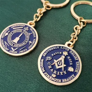 Porte-clés maçonnique logo 3D marque Auto mini porte-clés porte-clés personnalisé pendentif accessoires chaîne en métal bronze