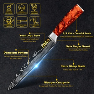 Mango de resina roja de lava 8 pulgadas Damasco 67 capas VG10 <span class=keywords><strong>cuchillos</strong></span> japoneses tallado de carne cuchillo rebanador de carne con caja de regalo - Product Image 2