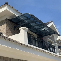 Auvent de terrasse en polycarbonate et aluminium, auvent de balcon extérieur, protection contre la pluie et le soleil pour véranda