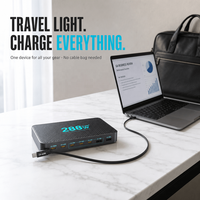 Chargeur de bureau USB C GaN 288W Slim 8 ports PD 3.0 100W PPS Chargeur rapide avec câble rétractable pour le bureau