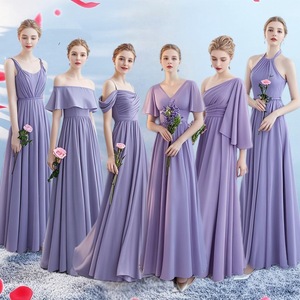Bridesmaid Dresses A-Line V-Neck Long Purple Elegant Evening Gown Women Formal Party Wear - Product Image 1