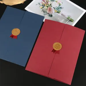 Custom Certificate Holders For A4 Letter Gold Foil Stamp Fold Paper Cover For Diploma Award Accomplishment Of Graduation