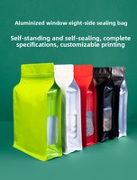 Sacs Hualiang en aluminium colorés à huit soudures latérales pour appâts de pêche, thé, snacks, fruits secs, nourriture pour chats, nourriture pour chiens, grains de café, avec fermeture éclair