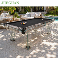 Table de billard en verre de 8 pieds en acier inoxydable doré de luxe moderne de haute qualité, prix d'usine, avec système de retour de billes et base en caoutchouc