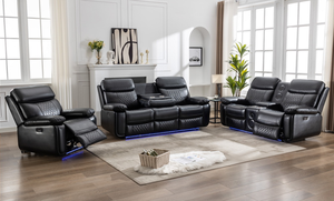 Convertible Leather Recliner Couch Set Power Reclining Home Theater Furniture with Metal <b>Frame</b> for Living Room or Hotel Use - Product Image 5