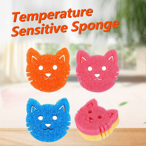 Exfoliante de cocina Cara feliz <span class=keywords><strong>Esponja</strong></span> Sonrisa Fregar Lavar Platos <span class=keywords><strong>Esponja</strong></span> de limpieza <span class=keywords><strong>Esponja</strong></span> sensible a la temperatura - Product Image 4