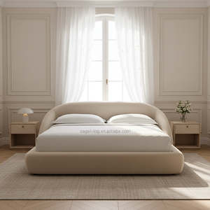 サジェリビング 高級木製ベッドフレーム シェルターベッド 高級寝室家具セット コンテンポラリーオークデザイン - Product Image 2