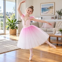 2024 bleu Ballet jupe longue robe de danse pour enfants Performance Costumes filles fronde danse du ventre jupes