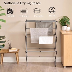3 Tier Clothes Airer 7.5m <strong>Drying</strong> <strong>Rack</strong> Extendable Compact <strong>Laundry</strong> Indoor Outdoor - Product Image 3