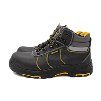 Bottes Tactiques de Sécurité en Cuir Noir Gaufré avec Embout Composite et Coque en Acier, Chaussures de Protection pour Travail Minier