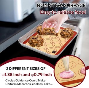 Tapis de cuisson en silicone avec cercles, résistant à la chaleur, pour macarons et biscuits, antiadhésif, réutilisable - Product Image 4
