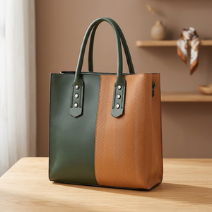 Sac à main élégant en cuir véritable BS INTERNATIONAL pour femme, avec fermeture éclair, imperméable, deux poignées, capacité 1L, idéal pour les voyages - Product Image 6