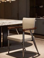 Chaise de salle à manger en cuir et acier inoxydable, style minimaliste et luxueux, fauteuil rembourré simple et moderne de style italien pour restaurant
