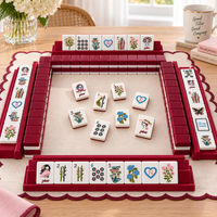 Jeu de tuiles de mahjong américain superposées vintage, tuiles gravées avec illustration de mode et joker pour soirées jeux et cadeaux