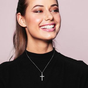 YH JEWELLERY Collana con Ciondolo a Croce Semplice in Argento <span class=keywords><strong>Sterling</strong></span> 925 Massiccio per Donna, Gioielli Raffinati - Product Image 3