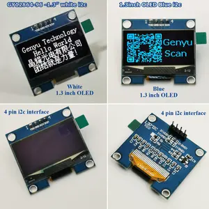 12864 ekran 1.3 OLED I2C ekran mavi beyaz OLE ekran modülü 4Pin PCB IIC sürücü SSD1306 128x64 nokta 0.96 OLED ekran modülü