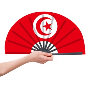 Quạt cầm tay cờ tunisian 33cm nền đỏ ngôi sao lưỡi liềm Trắng cầm tay có thể điều chỉnh trang trí chủ đề Lịch Sử - Product Image 4