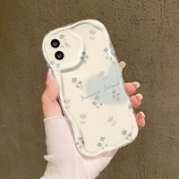 Coque de téléphone portable en silicone TPU avec motif floral bleu et bord ondulé pour iPhone 8 X Xr Xs Max 11 12 13 14 15 16 17