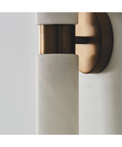 Lámpara <span class=keywords><strong>de</strong></span> Pared Moderna <span class=keywords><strong>de</strong></span> Alabastro Español Natural con Pantalla <span class=keywords><strong>de</strong></span> Latón, para Restaurante, Villa, Comedor, Modelo Capital Alyssa, 2 Luces - Product Image 4