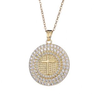 Micro Paved Sparkling Hip-Hop Style Titanium Steel Clavicle <b>Chain</b> Rhinestone Necklace for Men Full Zircon Cross Charm Necklace - Product Image 6