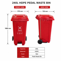 Poubelle à pédale de 240 L, bac à déchets industriel, résistant aux chocs, écologique, conteneur de recyclage pour entrepôt, usine