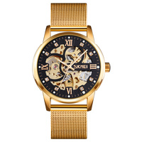 Skmei — montre à bracelet de luxe pour homme, squelette mécanique, automatique, tendance, étanche 3atm, 9199