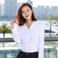 Chemise blanche à manches longues pour femme, personnalisable ODM/OEM, tenue de travail, chemise de bureau formelle pour femme