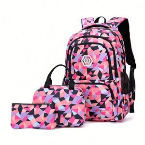 Flying Cross-border Three-piece Genuine Leather Camo School Bag Set for Primary Junior High School Girls Cycling Backpack 50-70L - Product Image 6