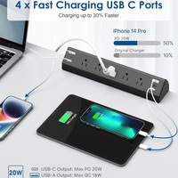 Cargador USB de Sobremesa para Sala de Conferencias, Enchufe de Alimentación Empotrado para Oficina, Tira de Alimentación con Abrazadera para Escritorio