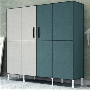 Tubo in acciaio rinforzato doppio o singolo armadio domestico tessuto ispessito mobili camera da letto Design semplice - Product Image 1