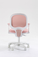Chaise de travail pour enfant en maille rose, chaise pivotante ergonomique réglable en hauteur pour enfants avec roulettes silencieuses antidérapantes
