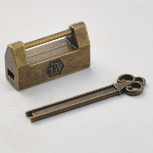 19 Mini Antique Style Padlocks Chinese Design Copper <b>Box</b> <b>Locks</b> Rectangular Shape Home Use Single Lever Mechanism - Product Image 4