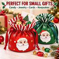 Sac cadeau en velours avec cordon de serrage, imprimé Père Noël, pour les fêtes de Noël, emballage de détail, vente en gros