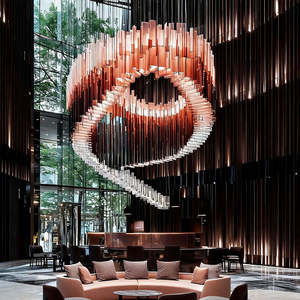 Lámpara de Araña Moderna de Cristal, Gran Tamaño, para Vestíbulo de Hotel, Luz LED Blanca Cálida, Control Remoto, Regulable, E27 - Product Image 3