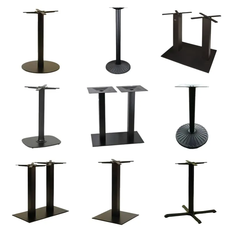 Móveis retangulares personalizados antigos elegantes para decoração de mesa de jantar, pernas de metal para decoração de canos rústicos e giratórios ao ar livre