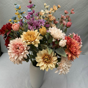 Fleurs artificielles Queyiyi, Dahlia et Chrysanthème, 30cm-100cm, haute simulation, pour mariage, décoration intérieure, arrangement floral - Product Image 2