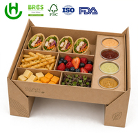 Kartonnen verpakking met compartimenten voor sushi catering, draagbaar, op maat gemaakt, geschikt voor snacks, bijgerechten, sauzen, restaurants.