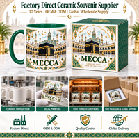SA Saudi-Arabien Mekka Geschenk Souvenirs Keramikbecher mit Kaaba-Design Makkah Souvenir Andenken Kundenspezifischer OEM ODM Großhandelslieferant