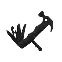 Marteau de survie multifonction en aluminium avec couteau, tire-bouchon, lime, scie, tournevis et ouvre-bouteille