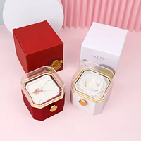 Nouveau préservé fleur acrylique Double couches rotatif boîte-cadeau éternelle Rose collier boîte à bijoux pour la proposition de mariage de la Saint-Valentin