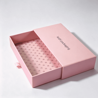 Boîte à tiroir de luxe personnalisée en gros pour bijoux, boucles d'oreilles, cadeaux – Boîte à tiroir coulissante en carton avec corde, boîte à tiroir rose
