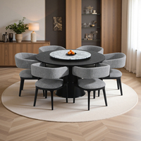 Italienischer moderner minimalisti scher Esstisch Stuhl Set Massivholz mit drehbarem Marmor-Plattenspieler mit kreisförmigem Essstil