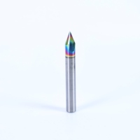 Fraise à chanfreiner en carbure monobloc, 60 degrés, à une seule dent, revêtement arc-en-ciel, outil de fraisage CNC pour le débavurage des métaux