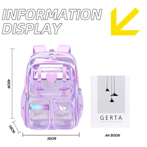 <span class=keywords><strong>Mochila</strong></span> Escolar Transparente de PVC Resistente con Múltiples Compartimentos Color Rosa para Niños de <span class=keywords><strong>Primaria</strong></span>, Venta al Por Mayor - Product Image 3